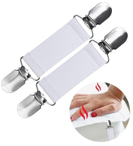 3” Bed Clip for SpotWarm, Adjustable Strap for Spot Warm King and Queen Bed Warmer, Use in Upper Two Corners to Keep Spot Warm in Place. Length 3” and Stretches, Includes - 1 Pair White - size: 3 inches