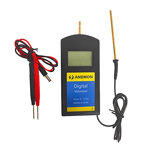 Andmon Electric Fence Tester Battery Testing Digital Electric Fence Voltage Tester Testing Range 250 to19900V LCD Voltage Detector Gardening Tools