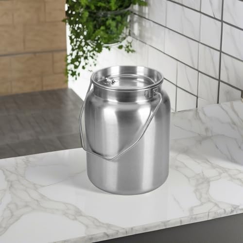 Lindy's Stainless Steel Seamless 2-Gallon Milk Jug, Milk Can, Milk Pail, Anti-Leak Liquid Storage Container with Tight Lid and Long Swivel Handle - size: 256 Ounces