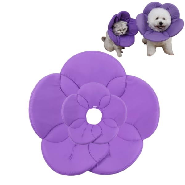 POPETPOP Flower Dog Recovery Collar Elizabethan Pet Collar for Cats and Dogs Lightweight Wound Protection Cone for Post-Surgery Helps Prevent Scratching and Licking 14.56 X 9.84 X 0.39 in