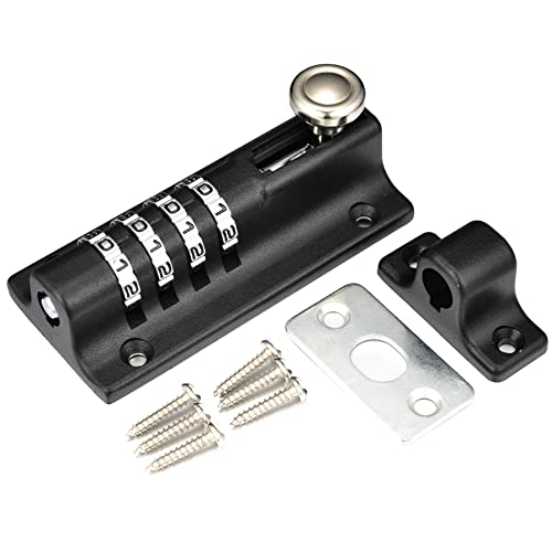Combination Door Security Slide Latch Lock,V·RESOURCING® High Security 4 Digit Pin Dial Gate Lock for Sheds, Home Reinforcement, barns, Fences, childproofing, cupboards, Workshop - color: 1Pack & Black Combination Lock
