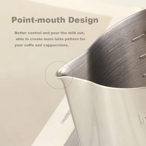 Buyer Star Milk Frother Cup Coffee Frothing Picher Barista Tools Stainless Steel Mental Cup Espresso Accessories Latte Art Steaming Kit (350ml /12oz,Silver) - color: Silver