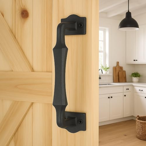2-Pack 10 Inch Colonial Tapered Barn Door Handle - Black Cast Iron Pull for Sliding Doors, Gates, Sheds, Fences, Closets - Indoor Outdoor Farmhouse Hardware - size: 10" - 2 Pack, style: Colonial Tapered