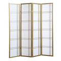 Roundhill Furniture Seto 4-Panel 4 Golden Room Divider Screen, Gold - color: Gold