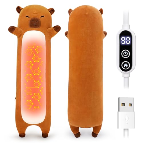 Capybara Plush USB Heating Pad for Period Cramps Menstrual | 20” Capybara Heated Plush Stuffed Animals, Portable Indoor Outdoor Use, Electric Plush Heating Pad for Women Mom Girls Gifts - color: Brown Capybara Heating Pads
