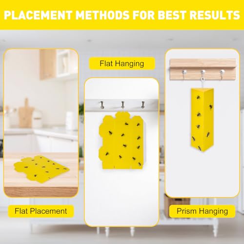 8 Pack Sticky Fly Traps for Indoor Outdoor with Hanging Hook | Odorless Yellow Super Sticky Hanging Flies Catcher, Fly Stick for Mosquito Aphids Wasp Fungus Gnats for Home Farm Ranch - size: 8 pack