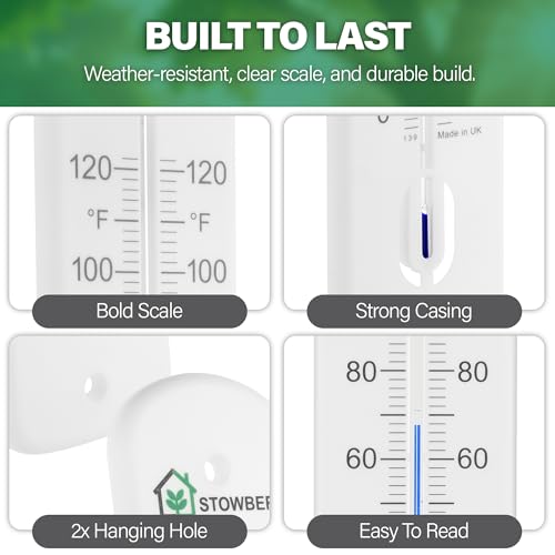 Room Thermometer – Large 15 Inch Indoor or Outdoor Temperature Gauge for Room, Greenhouse, Garden, Patio, Home, Office, Balcony