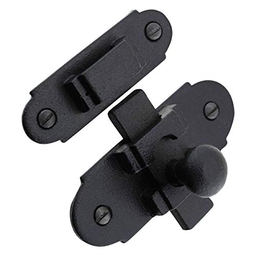 Renovators Supply Manufacturing Black Slide Bolt Door Latch 3.25" X 1.25" Antique Wrought Iron Small Metal Sliding Latches for Windows Or Cabinet Doors Rust Resistant Locks with Hardware - size: Pack of 1