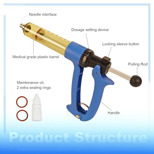 2-Piece Set, RANCH CHOICE 50ML Semi Automatic Livestock Syringe, Dose Adjustable, Continuous Repeating Luer Lock Cattle Syringe for Cow Goat Pig Sheep Hog - size: 2-Piece 50ML