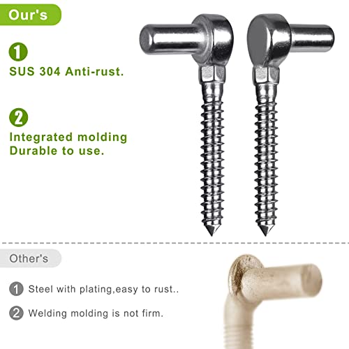 Insaga 304 Stainless Steel Gate Hinge, 5/8" Pin Heavy Duty Lag Screw Hinge for Wooden Fence & Farm Gate, One-Piece Molding Post Side Wood Bolt Hinge (2Pcs,M12) - color: M12 Pin Hinge-2Pcs
