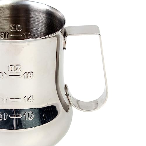 TrueCraftware- 24 oz Milk Frothing Pitcher Stainless Steel with Measuring Scale- Frother Cup Steaming Espresso Milk Pitcher Coffee Bar Cappuccino Barista Tools Milk Jug Steamer - size: 24 Ounces