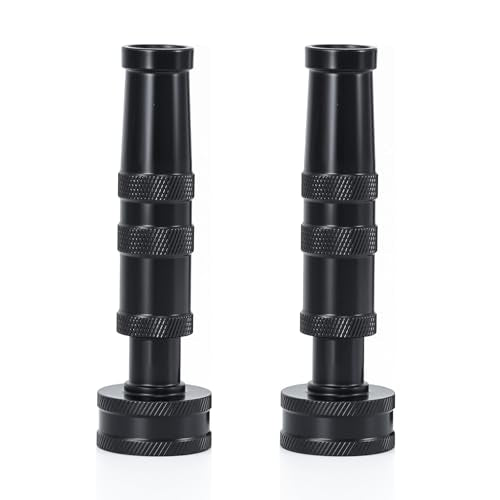 RESTMO 2 Pack Brass Hose Nozzle, Heavy Duty Adjustable Twist Hose Nozzle | Anti-Rust Black Coating, Solid Brass Construction, Leak-proof, Adjustable 3 Spray Patterns, Ideal for Watering & Washing - size: 2 Pack