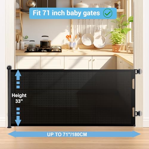 HAMOPY Auto-Lock Retractable Baby Gate Replacement Free-Punch Parts, Original Hardware Set (Including 2 x Latches + 2 x Brackets) Only Fit 55“&71” Auto-Lock Baby Gate(Black) - color: Bk-pf