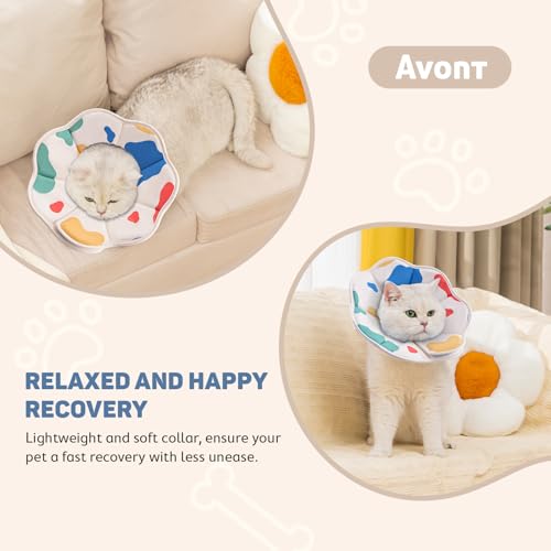 Avont Cat Cone XS Adjustable Soft E-Collar, Cow | XS fits 4.0-6.5" Depth 3.4" soft breathable anti-lick water-resist easy-clean - color: Cow, size: XS(Neck:4.0"-6.5")