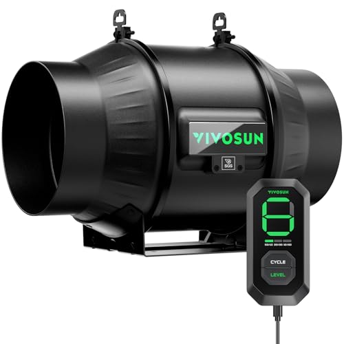 VIVOSUN T6 6" Inline Fan &Cycle Mode Speed Controller, 408 CFM Aerozesh Fan | 3 Cycle Modes, Grow Tent Kit Ventilation Fan, EC Motor, Programmable Exhaust Fan for Heating Cooling Booster, Hydroponics - color: Black Pro, size: 6"