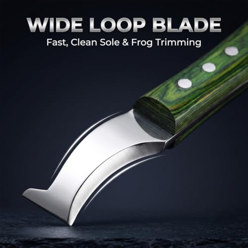 Premium Loop & Hoof Knife Set with Brass End, 9 Inch | Razor sharp stainless steel blades, ergonomic non-slip grip, hoof trimming for horses, cows, goats, sheep & livestock (Green) - color: Multi
