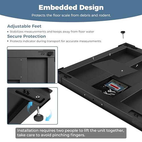 48"x48" Heavy-Duty Industrial Floor Scale, 10000lb x 1lb, Black | Precision Pallet Scale with Digital Indicator, Counting/Tare Functions, Carbon Steel Platform for Warehouse, Postal, Shipping - size: 48"x48"-10000LB