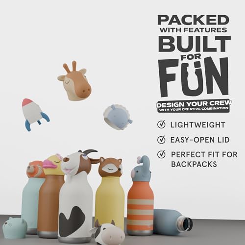 asobu Bestie Water Bottle, Cute Collectible Character, Leak Proof, BPA Free | 16 oz, Stays Cold 24 Hours, Double Wall Vacuum Insulation, Food Grade Stainless Steel, Spill Resistant, Great Gift Idea - color: Rocket Bottle
