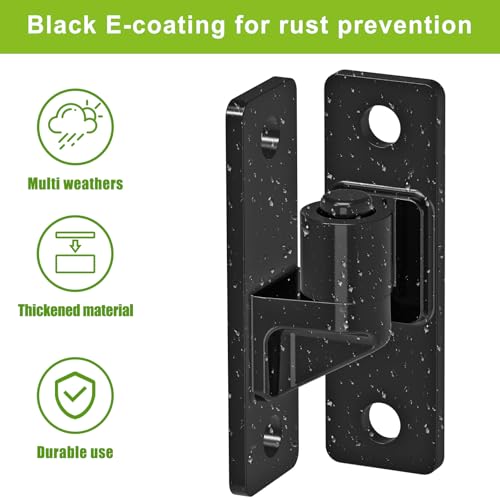 4.9" Heavy Duty Gate Hinges, Wall Mount Female Male Hinges | 2 Pairs, Electroplated 6mm Steel Design, Provides Stable Support, Smooth Opening and Closing for Wooden Fences and Farm Gates - color: Black, 2 Pack
