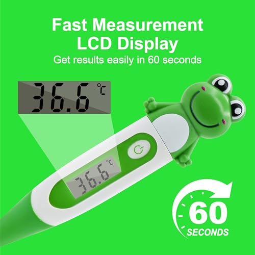 Digital Thermometer for Adults & Kids, Cartoon Design Oral Thermometer for Babies, Accurate Body Temperature Reading in 60 Seconds,with Fever Alert Sound Feature - 3 Pack