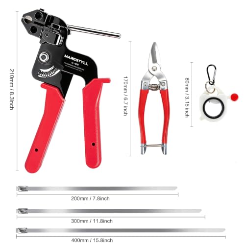 Metal Zip Ties Gun Set-For Fastening And Cutting Tie Special Tool,With 150pcs Stainless Steel Zip Ties Heavy Duty Outdoor，For Chain Link Fence Parts, Wire Fence Rolls,Exhaust Wrap, Poultry Fence