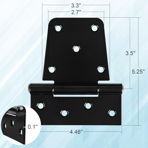 Heavy Duty Gate Hinges 3.5 inch 6 Pack Extra Thick Industrial T Barn Door Hinges Shed Door Hinges for Large Wooden Gates Wood Fence Outdoor - Black Iron Finish (Screws Included) - color: Black, size: 3.5"-6 Pack