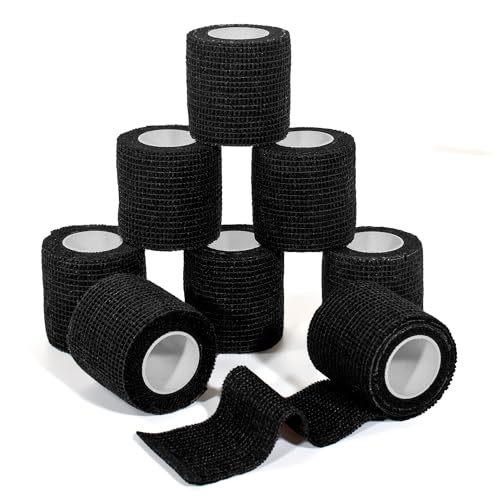 Self Adhesive Bandage Wrap,Bandage Tape,Medical Tape,Vet Tape | Athletic Tape Gauze,for First Aid,Sports, Wrist, Ankle (black, 2inch*8rolls) - color: Black, size: 2inch*8rolls