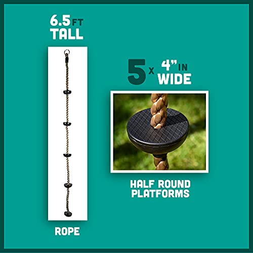 Squirrel Products 6.5 ft Climbing Rope with Platforms - Swing Set Accessories - Additions & Replacements for Active Outdoor Play Equipment