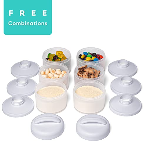 Termichy Stackable Formula Dispenser Portable: Milk Powder Container to go | Separated Compartments Premeasure Storage - Mess-Free Funnel Spout for No-Spill Pouring - for Home or Travel Use - color: Grey