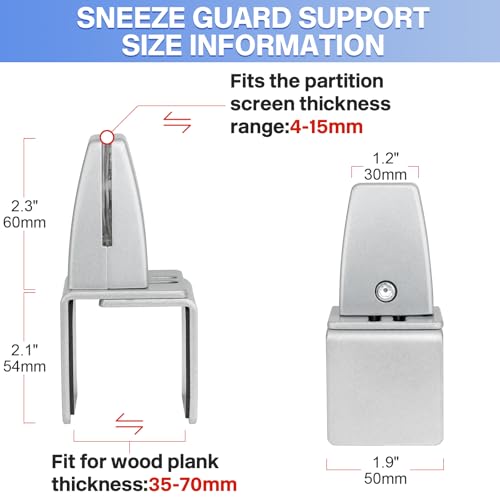 2 Packs Sneeze Guard Support, Aluminum Vertical Partition Board Clamp, Acrylic Desk Divider Support Clamp, Desk Shield Privacy Panel Clamps for Clear Shield for Countertop Reception - size: Downclamp & 2pcs