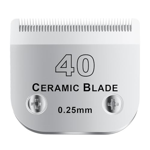 40# Detachable Pet Dog Grooming Clipper Ceramic Blade,Compatible with Andis Size 40 Cut Length 1/100"(0.25mm),Compatible with andis/wahl/Oster Dog Clippers 1PCS - color: Silvery-5