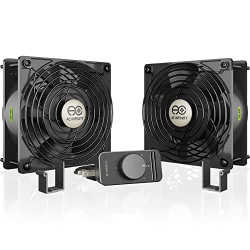 AC Infinity AXIAL S1238D, Dual 120mm Muffin Fan with Speed Controller. | UL-Certified for Doorway, Room to Room, Wood Stove, Fireplace, Circulation Projects - size: Dual 120 x 120 x 38 mm, Speed Controller