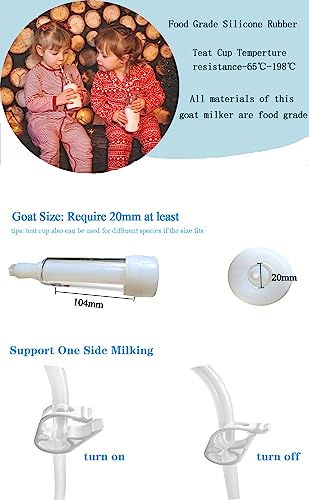 Goat Milking Machine Accessory Double Head Teat Cup with Switch, Goat Milker Tube with Clean Brush