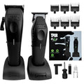 TPOB Play Barber Hair Clipper and Trimmer for Men 7500 RPM with Rubber Grips (Blackout 2 Set) - color: Blackout 2 Set