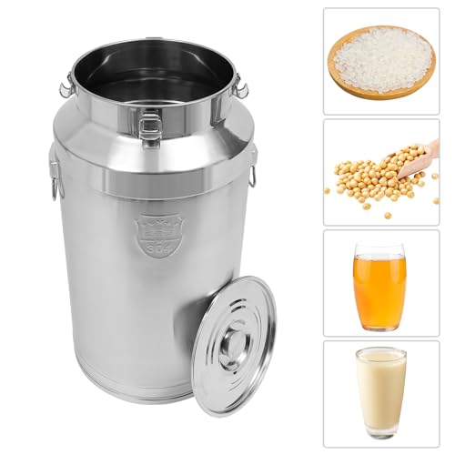 88L/23.3Gal Milk Can, 304 Stainless Steel Airtight Storage Pail with Locking Sealed Lid, Carry Handle, Heavy Duty Food Grade Bucket, Storage Container for Wine, Oil, Beverage, Home, Farm, Kitchen Use - size: 88L/23.3Gal