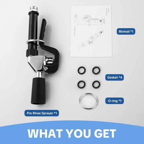 Pre Rinse Sprayer Commercial Sink Sprayer Head, Low Lead Spray Valve Dish Sprayer Nozzle with Ergonomic Handle, High Pressure Brass Faucet Parts for Commercial Kitchen faucet, Chrome Finished
