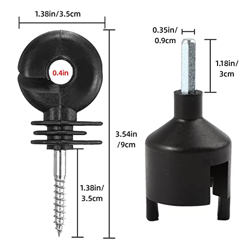 Upgraded Electric Fence Poly Wire 656 Feet 200 Meters and 100 Pcs Black Electric Fence Insulator Screw-in Insulator Fence Ring Wood Post with 1 Pcs Insulator Socket Tool - size: 656 Feet Wire/100 Insulator
