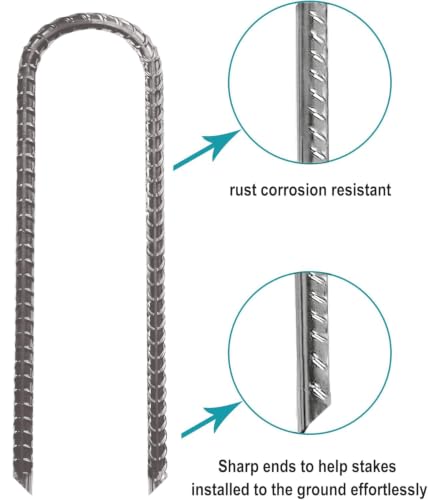 Eurmax USA 8-Pack U-Shape Ground Stakes,Rust-Proof Galvanized Steel Ground Anchors,Commercial Trampoline Stakes for High Winds,Secure Anti-Flip Tie Down for Soccer Goals,Swing Sets,Fences&Playsets - color: Silver, style: Arch Head