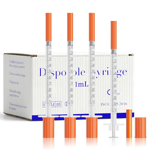 1ml Syringes 30G 1/2" 13mm Needle U-100 Disposable Lab Syringe, 30 Pack - size: 30G 1cc 1/2" (13mm)