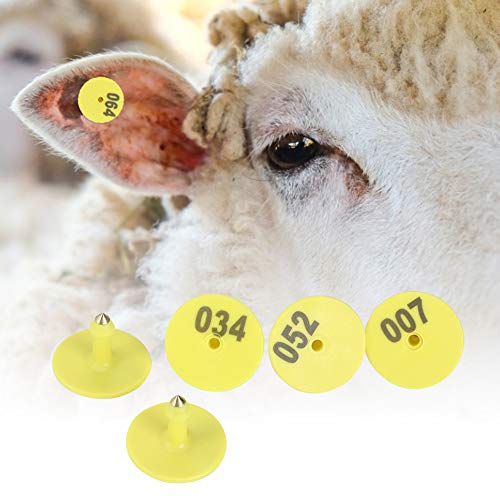 100pcs Cattle Ear Tags, Round 001-100 Number Plastic Livestock Ear Tag Animal Identification Ear Tags Animal Tag for Cows Sheep Pig Ear Tag
