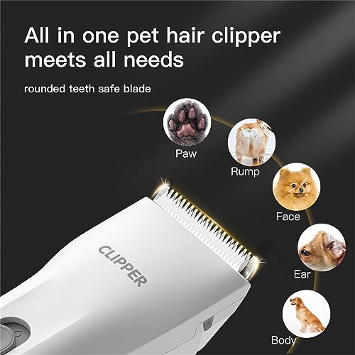 Prowerful Home Professional Dog Grooming Kit Clipper Low Noise USB Rechargeable Gifts for Dog Cat White,TS006 - color: Ts006-white