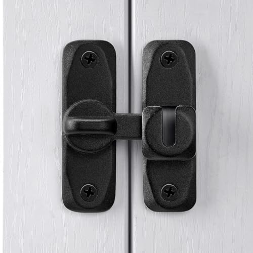 2 Packs Matte Black Barn Door Latches,90/180 Degree Gate Lock_B | Zinc Alloy Right Angle Door Lock Latch,Flip Gate Latches,Sliding Door Latch Lock,for Cabinets,Fence Gates,Pet Cage - color: Matte Black