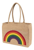 KAF Home Jute Market Tote Bag with Handles (Rainbow) - color: Rainbow