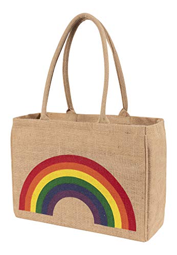 KAF Home Jute Market Tote Bag with Handles (Rainbow) - color: Rainbow