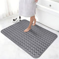 Shower Mat Non Slip, 36" x 24" Large Shower Floor Mat with Drain Holes and Suction Cups, Soft TPE Anti Slip Shower Stall Mats for Inside Shower, Machine Washable, Grey - color: Grey
