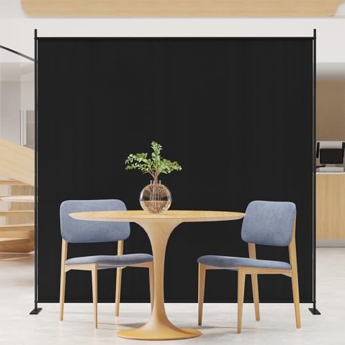 C-Hopetree 1 Panel Room Divider, 6 Ft Tall Indoor Folding Privacy Screen, Portable Partition Separator, Freestanding Separation Temporary Wall for Office, Bedroom, 71" W X 71" H, Black - size: 1-Panel