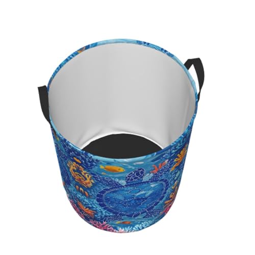 Laundry Basket Turtles Collapsible Large Capacity,63L Dirty clothes basket Durable Lightweight Hamper With Handles Ideal For Clothes,Toys Home Organization size19.6"L x 15.7"W - color: turtles