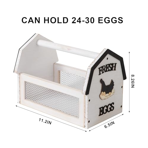 ZSHLXM Wood Farmhouse Egg Collecting Basket - Gather Fresh Eggs from Chicken Countertop (Large) - color: White, size: Large