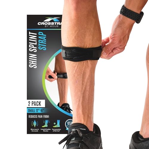 Calf & Shin Supports, Shin Splint Brace | Adjustable Neoprene Shin Splint & Leg Compression Support Strap | for Strains, Injuries, Pain - size: Small (2 Straps)