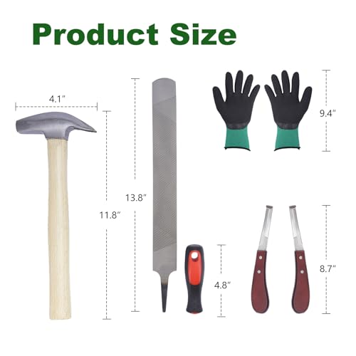 lukar 12PCS Horse Farrier Tools Kit Hoof Trimming Tools with Handbag | Horse Hoof Nipper, Hoof Cutting Pliers, Hoof Nail Clincher, Trimmers Shear, Hoof Hammer, Hoof Knife, Rasp File, Brush, Gloves